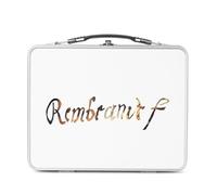 Fabulous Lunch Box in metallo argentato per sandwich e snack - Rembrandt firma barocco pittore famoso artista pittore pittura - Scatola da gustare in alluminio ciotola rigida stile retrò stampata in