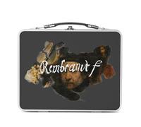 Fabulous Lunch Box in metallo argentato per sandwich e snack - Rembrandt Signature Pittore barocco Celebre Artiste - Scatola da gustare in alluminio ciotola rigida in stile retrò stampata in Francia