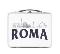 Fabulous Lunch Box in metallo argentato per sandwich e snack - Roma Minimalist Roma Viaggi Storia Turismo - Scatola da gustare in alluminio ciotola rigida stile retrò stampata in Francia