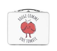 Fabulous Lunch Box in metallo argentato per sandwich e snack, rosso come un pomodoro espressione orto - scatola da gustare in alluminio ciotola rigida in stile retrò stampata in Francia