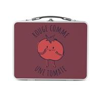 Fabulous Lunch Box in metallo argentato per sandwich e snack, rosso come un pomodoro espressione orto - scatola da gustare in alluminio ciotola rigida in stile retrò stampata in Francia