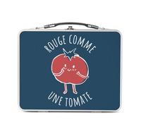 Fabulous Lunch Box in metallo argentato per sandwich e snack, rosso come un pomodoro espressione orto - scatola da gustare in alluminio ciotola rigida in stile retrò stampata in Francia
