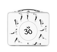 Fabulous Lunch Box in metallo argentato per sandwich e snack - Saluto al Soleil Surya Namaskar Yoga Asanas - Scatola da gustare in alluminio, ciotola rigida, stile retrò, stampata in Francia