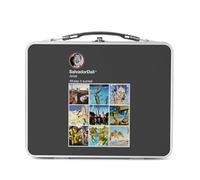 Fabulous Lunch Box in metallo argentato per sandwich e snack - Salvador Dali Social Networks Pittura Pittore Surrealismo - Scatola da gustare in alluminio ciotola rigida in stile retrò stampata in