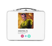 Fabulous Lunch Box in metallo argentato per sandwich e snack - Sinestro Super Heroes Social Network Dating Love Comics - Scatola da gustare in alluminio ciotola rigida in stile retrò stampata in