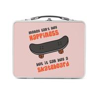 Fabulous Lunch Box in metallo argentato per sandwich e snack - Skateboard - Money Can't Buy Happiness - Scatola da gustare in alluminio, ciotola rigida, stile retrò, stampata in Francia