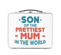 Fabulous Lunch Box in metallo argentato per sandwich e snack - Son of the Prettiest Mum in the World Mother Family - Scatola da gustare in alluminio, ciotola rigida, stile retrò, stampata in Francia