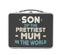 Fabulous Lunch Box in metallo argentato per sandwich e snack - Son of the Prettiest Mum in the World Mother Family - Scatola da gustare in alluminio, ciotola rigida, stile retrò, stampata in Francia