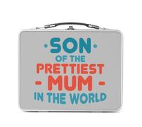 Fabulous Lunch Box in metallo argentato per sandwich e snack - Son of the Prettiest Mum in the World Mother Family - Scatola da gustare in alluminio, ciotola rigida, stile retrò, stampata in Francia