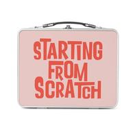 Fabulous Lunch Box in metallo argentato per sandwich e snack - Starting From Scratch tipografia Messaggio - Scatola da gustare in alluminio ciotola rigida stile retrò stampata in Francia