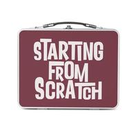 Fabulous Lunch Box in metallo argentato per sandwich e snack - Starting From Scratch tipografia Messaggio - Scatola da gustare in alluminio ciotola rigida stile retrò stampata in Francia