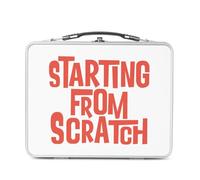 Fabulous Lunch Box in metallo argentato per sandwich e snack - Starting From Scratch tipografia Messaggio - Scatola da gustare in alluminio ciotola rigida stile retrò stampata in Francia