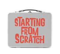 Fabulous Lunch Box in metallo argentato per sandwich e snack - Starting From Scratch tipografia Messaggio - Scatola da gustare in alluminio ciotola rigida stile retrò stampata in Francia