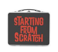 Fabulous Lunch Box in metallo argentato per sandwich e snack - Starting From Scratch tipografia Messaggio - Scatola da gustare in alluminio ciotola rigida stile retrò stampata in Francia