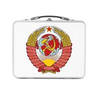 Fabulous Lunch Box in metallo argentato per sandwich e snack - Stemma Embleme parte comunista URSS Russia Vintage - Scatola da gustare in alluminio ciotola rigida stile retrò stampata in Francia