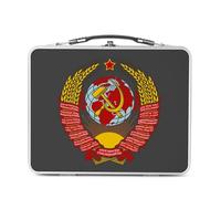 Fabulous Lunch Box in metallo argentato per sandwich e snack - Stemma Embleme parte comunista URSS Russia Vintage - Scatola da gustare in alluminio ciotola rigida stile retrò stampata in Francia