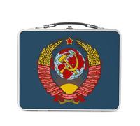 Fabulous Lunch Box in metallo argentato per sandwich e snack - Stemma Embleme parte comunista URSS Russia Vintage - Scatola da gustare in alluminio ciotola rigida stile retrò stampata in Francia
