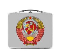 Fabulous Lunch Box in metallo argentato per sandwich e snack - Stemma Embleme parte comunista URSS Russia Vintage - Scatola da gustare in alluminio ciotola rigida stile retrò stampata in Francia