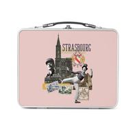 Fabulous Lunch Box in metallo argentato per sandwich e snack - Strasburgo Collage Città Francia Storia Patrimonio - Scatola da gustare in alluminio ciotola rigida stile retrò stampata in Francia