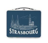 Fabulous Lunch Box in metallo argentato per sandwich e snack - Strasburgo Minimalist Città Francia Storia Patrimonio - Scatola da gustare in alluminio ciotola rigida stile retrò stampata in Francia