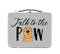 Fabulous Lunch Box in metallo argentato per sandwich e snack - Talk to the Paw Cat Dog Pets - Contenitore per assaggiare in alluminio, ciotola rigida, stile retrò, stampato in Francia