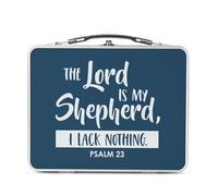 Fabulous Lunch Box in metallo argentato per sandwich e snack - The Lord Is My Shepherd Psalm Bible Verse Spiritual Religious Quote - Scatola da gustare in alluminio ciotola rigida in stile retrò