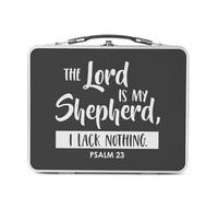 Fabulous Lunch Box in metallo argentato per sandwich e snack - The Lord Is My Shepherd Psalm Bible Verse Spiritual Religious Quote - Scatola da gustare in alluminio ciotola rigida in stile retrò