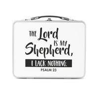Fabulous Lunch Box in metallo argentato per sandwich e snack - The Lord Is My Shepherd Psalm Bible Verse Spiritual Religious Quote - Scatola da gustare in alluminio ciotola rigida in stile retrò