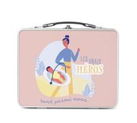 Fabulous Lunch Box in metallo argentato per sandwich e snack - The Real Heroes Babysitter Craft Maman - Scatola da gustare in alluminio ciotola rigida in stile retrò stampata in Francia