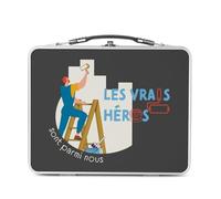 Fabulous Lunch Box in metallo argentato per sandwich e snack - The Real Heroes - Pittore in edifici mestieri lavoratore scatola da gustare in alluminio ciotola rigida stile retrò stampata in Francia