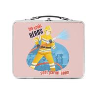 Fabulous Lunch Box in metallo argentato per sandwich e snack - The Real Heroes - Pompiere Craft - Scatola da gustare in alluminio ciotola rigida in stile retrò stampata in Francia