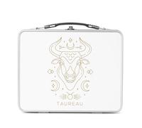 Fabulous Lunch Box in metallo argentato per sandwich e snack - Toro segno astrologia bohemian zodiac Astres Constellation - Scatola da gustare in alluminio ciotola rigida stile retrò stampata in