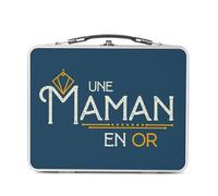 Fabulous Lunch Box in metallo argentato per sandwich e snack - una mamma in oro amore famiglia madre - scatola da gustare in alluminio ciotola rigida in stile retrò stampata in Francia