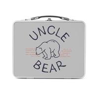 Fabulous Lunch Box in metallo argentato per sandwich e snack - Uncle Bear Family Cute Animals - Scatola da gustare in alluminio ciotola rigida in stile retrò stampata in Francia