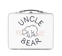 Fabulous Lunch Box in metallo argentato per sandwich e snack - Uncle Bear Family Cute Animals - Scatola da gustare in alluminio ciotola rigida in stile retrò stampata in Francia