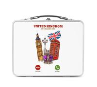 Fabulous Lunch Box in metallo argentato per sandwich e snack - United Kingdom Is Calling Me London England - Contenitore per assaggiare in alluminio, ciotola rigida, stile retrò, stampato in Francia