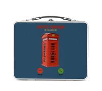 Fabulous Lunch Box in metallo argentato per sandwich e snack - United Kingdom Is Calling Me Red Telephone Booth London - Contenitore per assaggiare in alluminio, ciotola rigida, stile retrò, stampato