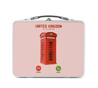 Fabulous Lunch Box in metallo argentato per sandwich e snack - United Kingdom Is Calling Me Red Telephone Booth London - Contenitore per assaggiare in alluminio, ciotola rigida, stile retrò, stampato