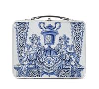 Fabulous Lunch Box in metallo argentato per sandwich e snack, vaso barocco con design blu e bianco, stile ceramico, contenitore da gustare in alluminio, ciotola rigida, stile retrò, stampato in