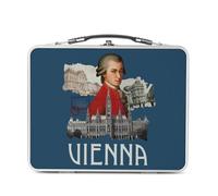 Fabulous Lunch Box in metallo argentato per sandwich e snack - Vienna Vintage Collage Vienna Vienna Viaggio Austria Mozart - Contenitore per assaporare in alluminio, ciotola rigida, stile retrò