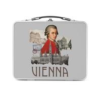 Fabulous Lunch Box in metallo argentato per sandwich e snack - Vienna Vintage Collage Vienna Vienna Viaggio Austria Mozart - Contenitore per assaporare in alluminio, ciotola rigida, stile retrò