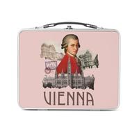 Fabulous Lunch Box in metallo argentato per sandwich e snack - Vienna Vintage Collage Vienna Vienna Viaggio Austria Mozart - Contenitore per assaporare in alluminio, ciotola rigida, stile retrò
