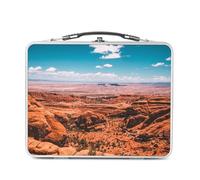 Fabulous Lunch Box in metallo argentato per sandwich e snack - Vista di Monumento Valley Utah USA Canyon Paesaggio Deserto - Scatola da gustare in alluminio ciotola rigida stile retrò stampata in