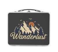 Fabulous Lunch Box in metallo argentato per sandwich e snack - Wanderlust Travel Nature Montagne - Scatola da gustare in alluminio ciotola rigida in stile retrò stampata in Francia