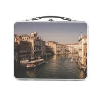 Fabulous Lunch Box Metallo Argento per Sandwich e Snack - Canale di Venezia Più Bella Città del Mondo Italia Vaporetto - Scatola da gustare in alluminio ciotola rigida stile retrò stampato in Francia