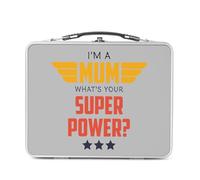 Fabulous Lunch Box Metallo Argento per Sandwich e Snack - I'm a Mom, what's your Super Power? - Contenitore per gustare in alluminio ciotola rigida stile retrò stampato in Francia
