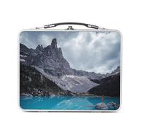 Fabulous Lunch Box Metallo Argento per Sandwich e Snack - Lago Dolomies Italia Alpi Montagne UNESCO - Scatola da gustare in alluminio ciotola rigida stile retrò stampata in Francia