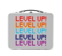 Fabulous Lunch Box Metallo Argento per Sandwich e Snack - Level Up! Videogiochi Game Retro Gaming Pixel 8 bit Compleanno - Scatola da gustare in alluminio ciotola rigida stile retrò stampato in