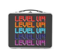 Fabulous Lunch Box Metallo Argento per Sandwich e Snack - Level Up! Videogiochi Game Retro Gaming Pixel 8 bit Compleanno - Scatola da gustare in alluminio ciotola rigida stile retrò stampato in