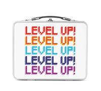 Fabulous Lunch Box Metallo Argento per Sandwich e Snack - Level Up! Videogiochi Game Retro Gaming Pixel 8 bit Compleanno - Scatola da gustare in alluminio ciotola rigida stile retrò stampato in